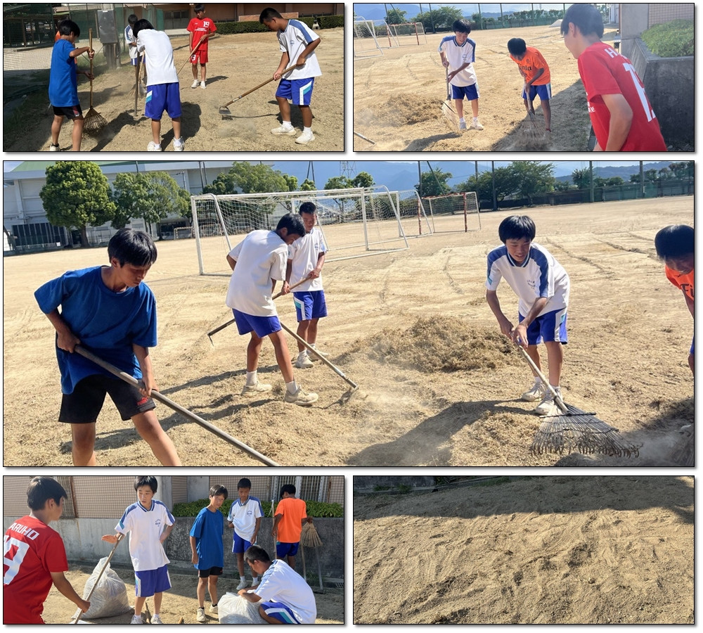 奉仕作業(サッカー部)組み写真